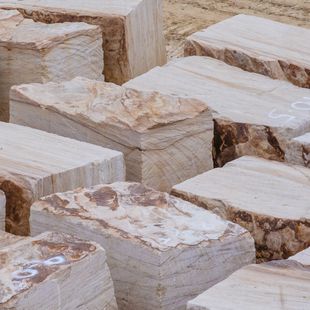 A collection of cut sandstone blocks at Wilton Sandstone Quarry